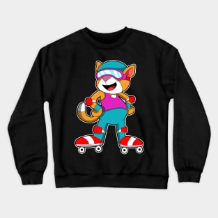 Cat at Inline skating with Inline skates & Helmet Crewneck Sweatshirt